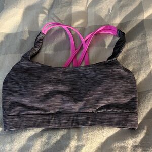lululemon athletica Black and Pink Striped Sports Bra